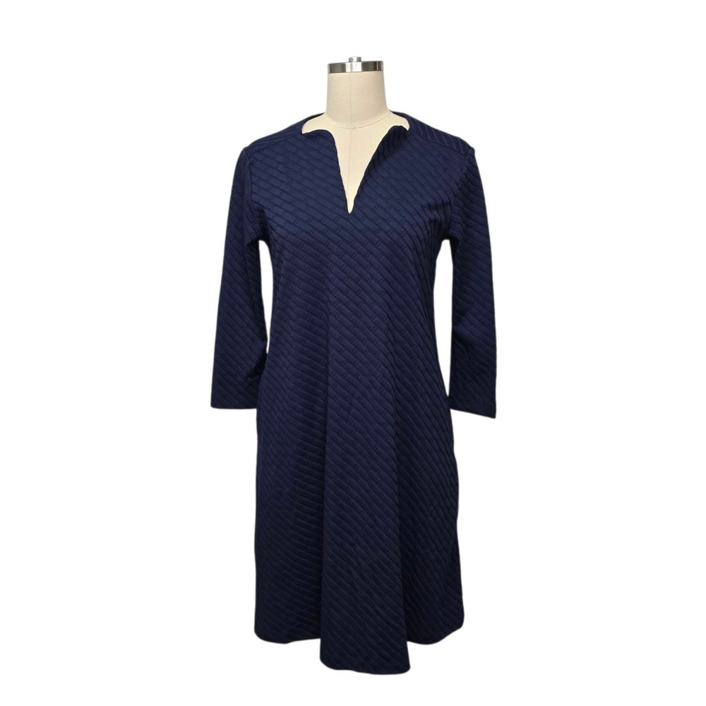 J.McLaughlin Octavia Dress Navy Blue Fernwood Geo JQD 3/4 Sleeve Size Small NEW